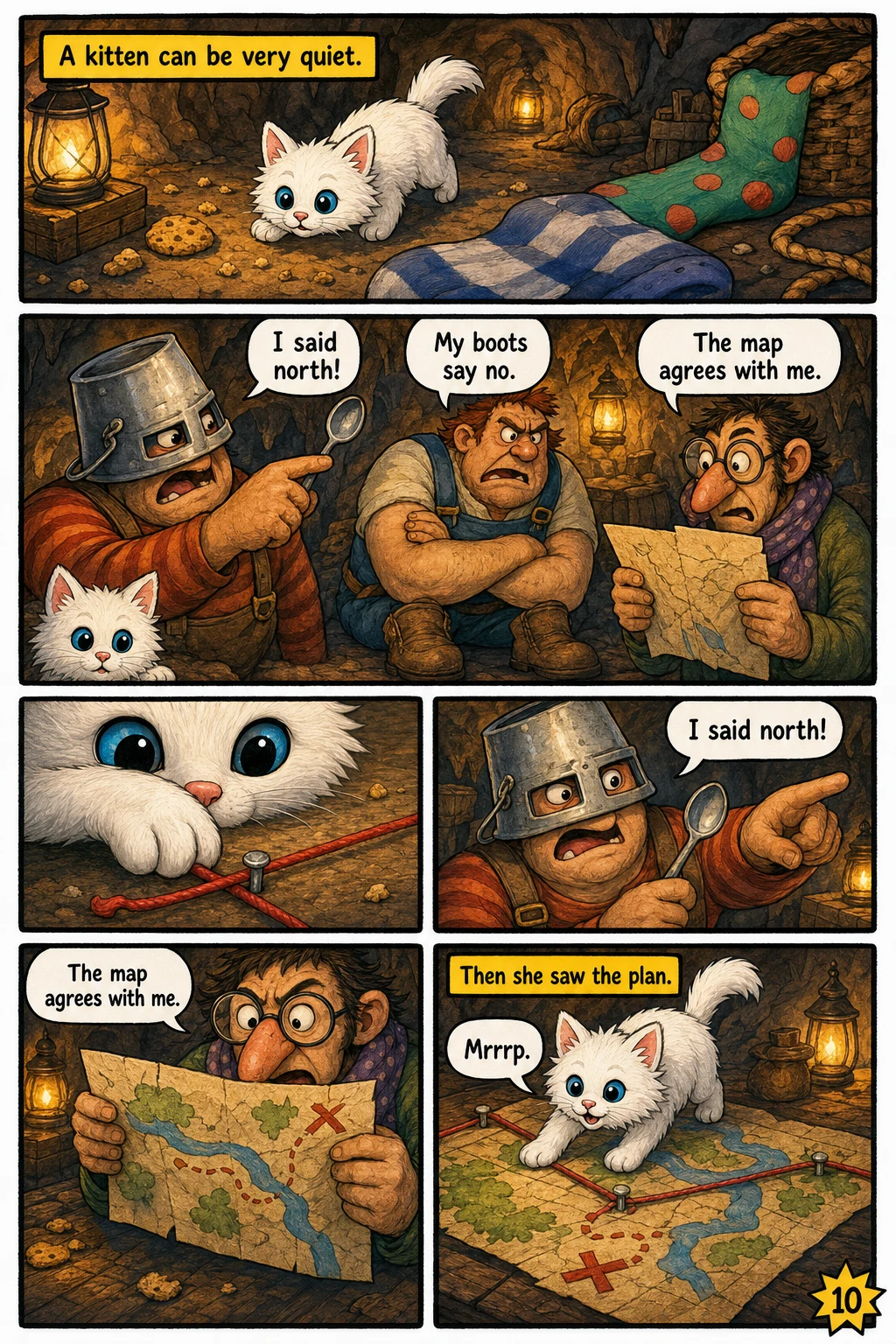 The Lost Kittn page 10: Sneak Into the Cave.