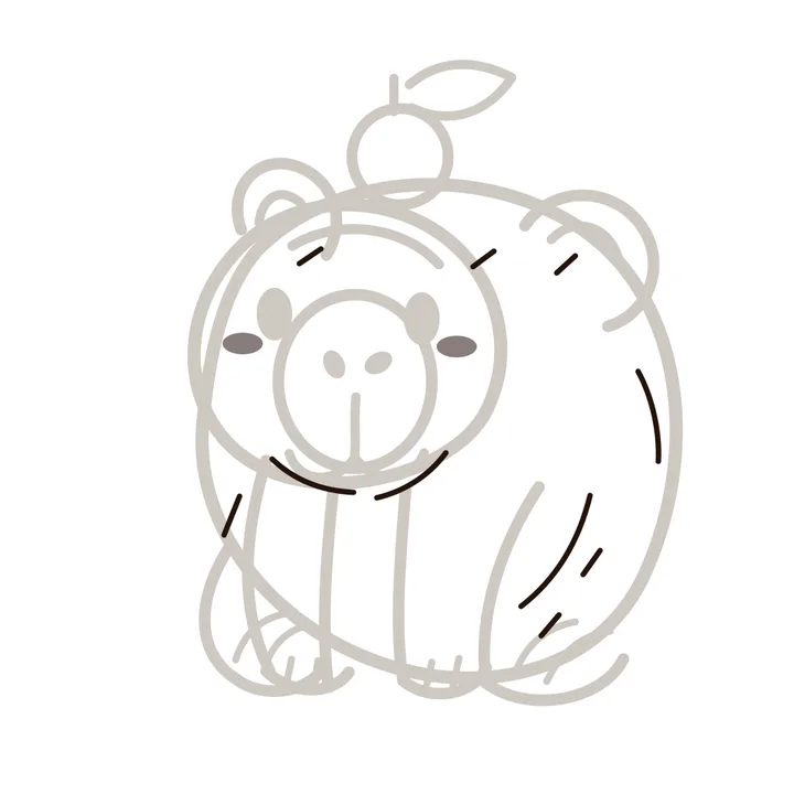 Step ten: soft fur texture lines added along the body and cheeks.