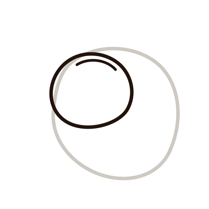 Step two: a head circle overlapping the top of the body.