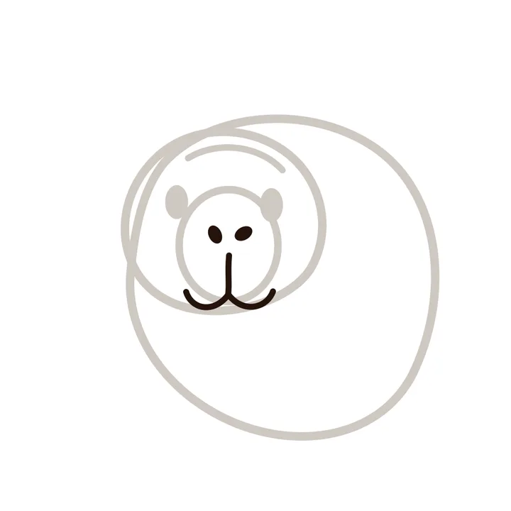 Step five: nostrils and a relaxed smile added to the snout.