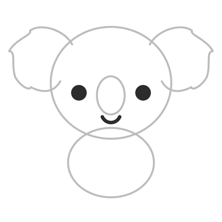 Step five: two round eyes and a small smile added to the face.