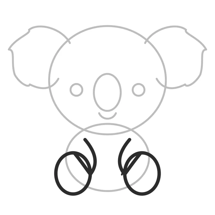 Step six: two short arms added at the front of the body.