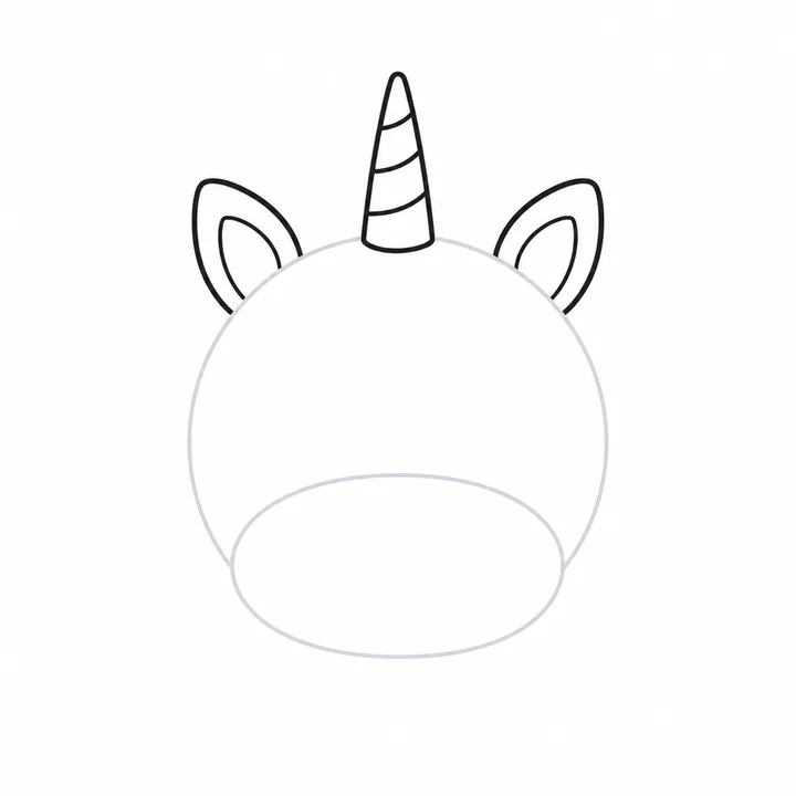 Step two: two ears and a tall striped horn added to the top of the head.